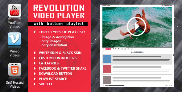 ---- Revolution Video Player With Bottom Playlist WP Plugin ----