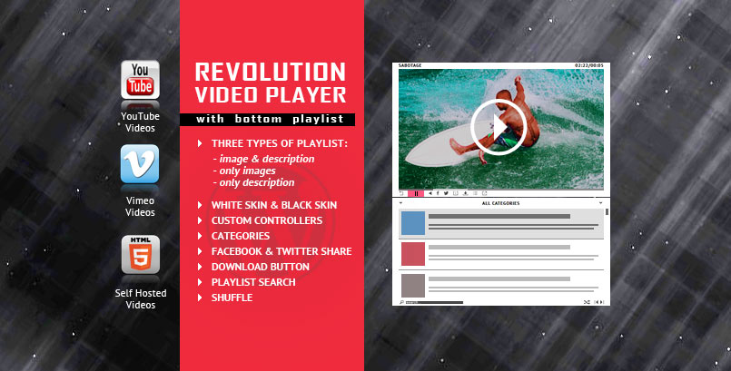 Bottom Playlist HTML5 Video Player