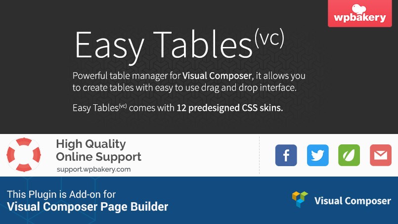 Easy Tables - Table Manager for Visual Composer