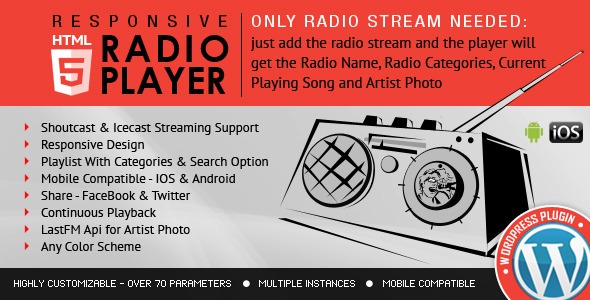 Radio Player WordPress - Shoutcast & Icecast