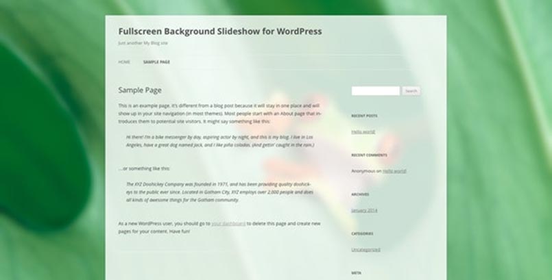 Fullscreen Background Slideshow for WordPress